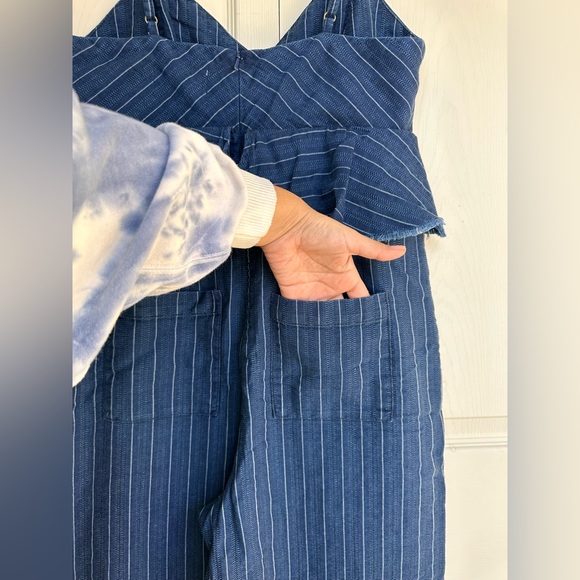 ETT TWA by Anthropologie blue striped denim jumpsuit size medium NWT - Picture 6 of 13